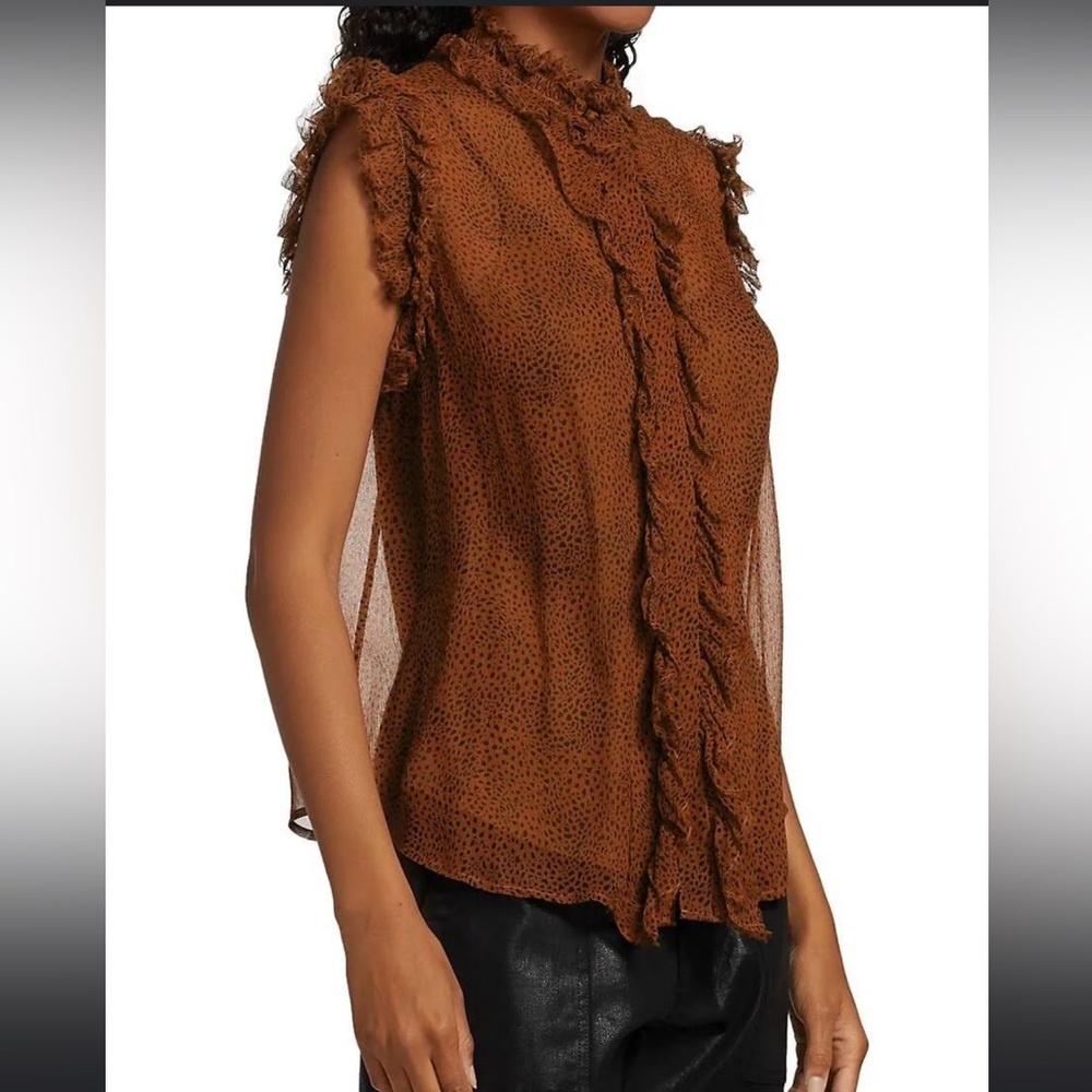 7 for all Mankind-SLEEVELESS RUFFLE TOP - Picture 2 of 8